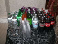 Beverage table for a catered event by Meal Mart on Main Street