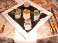 sushi and Gefilte Fish for first course